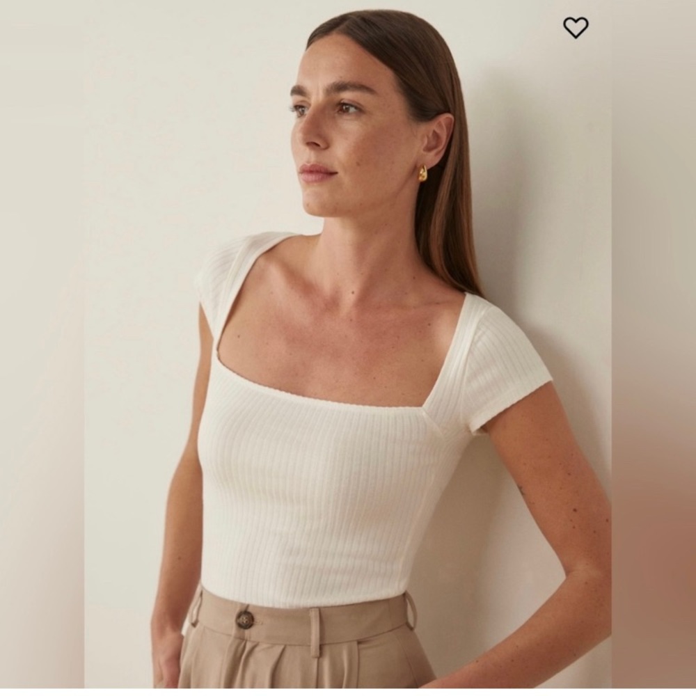 Reformation sweetheart tee small white